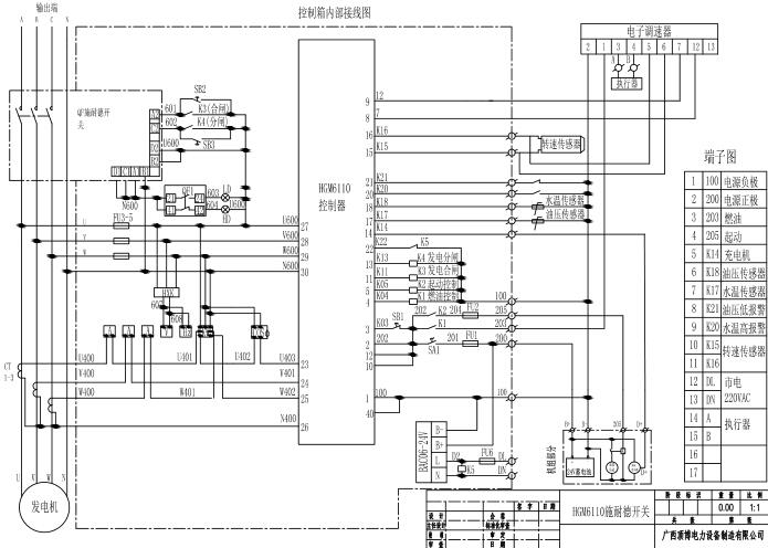 1800KW柴油發(fā)電機組啟動柜配置圖紙